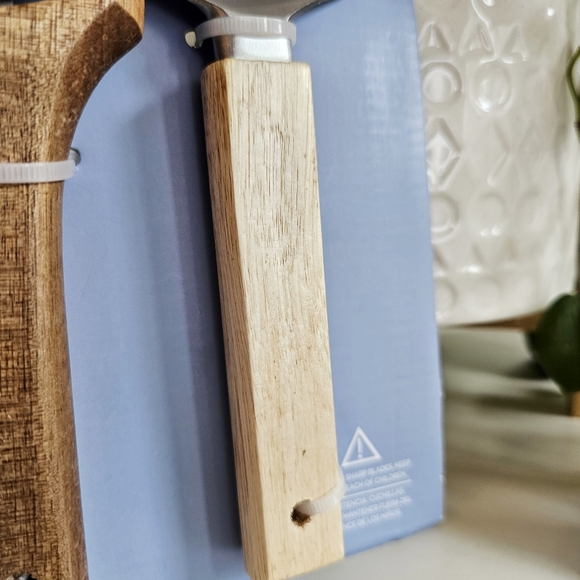 Stainless Steel Blade & Server 2 Piece Set Pizza Tools Acacia Wood Handles, NEW - Picture 5 of 9